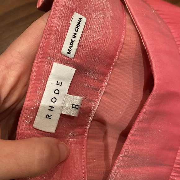 Rhode / Farrah Pleated Lamé Midi Skirt Rose Pink Shimmer Size 6 - Picture 2 of 3